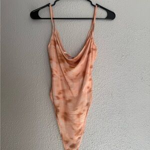 Peach Tie-Dye Spaghetti Strap Bodysuit